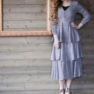 ❕Gingham Ruffle Midi Dress❕
